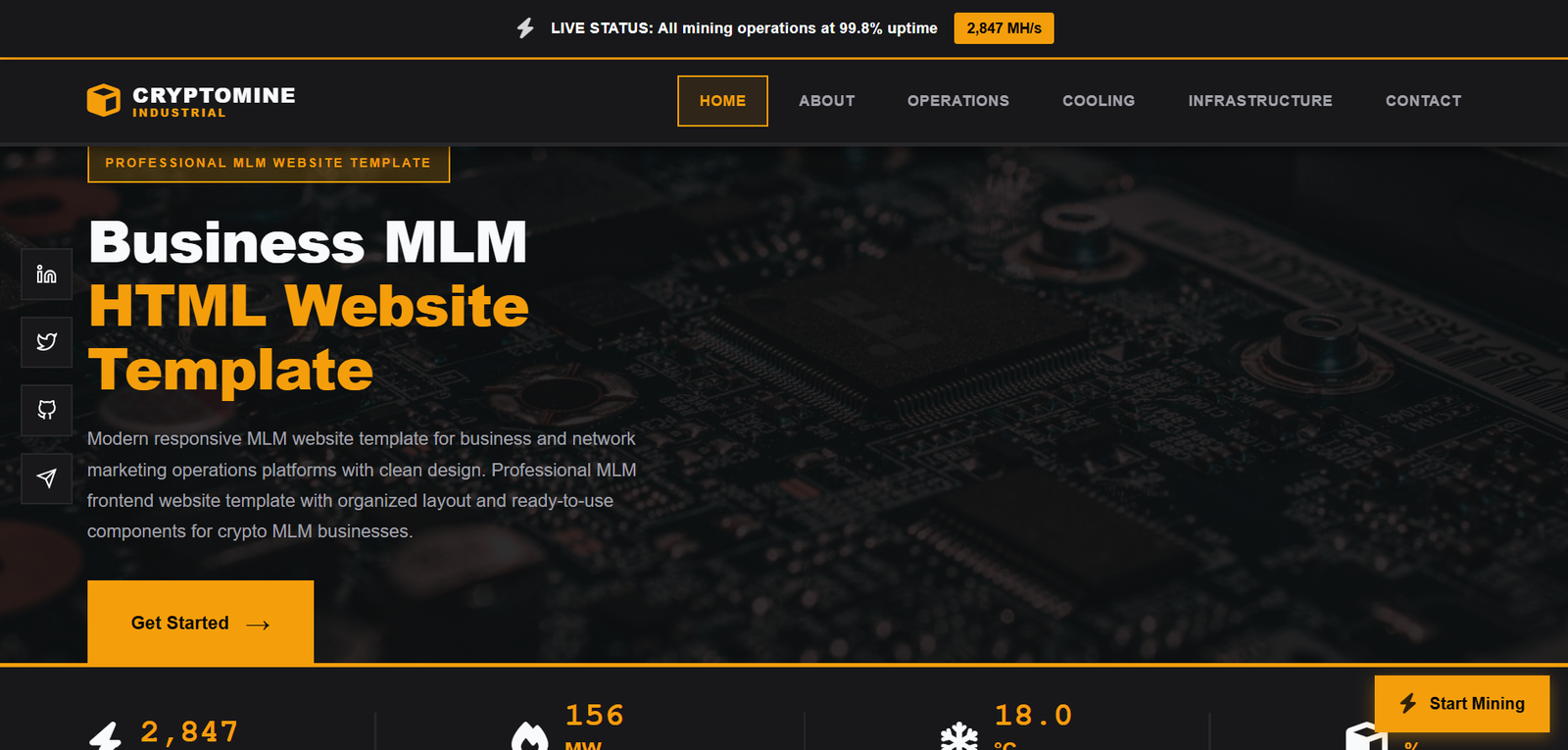 Crypto Mining Industrial - MLM Template Design for Crypto Mining MLM