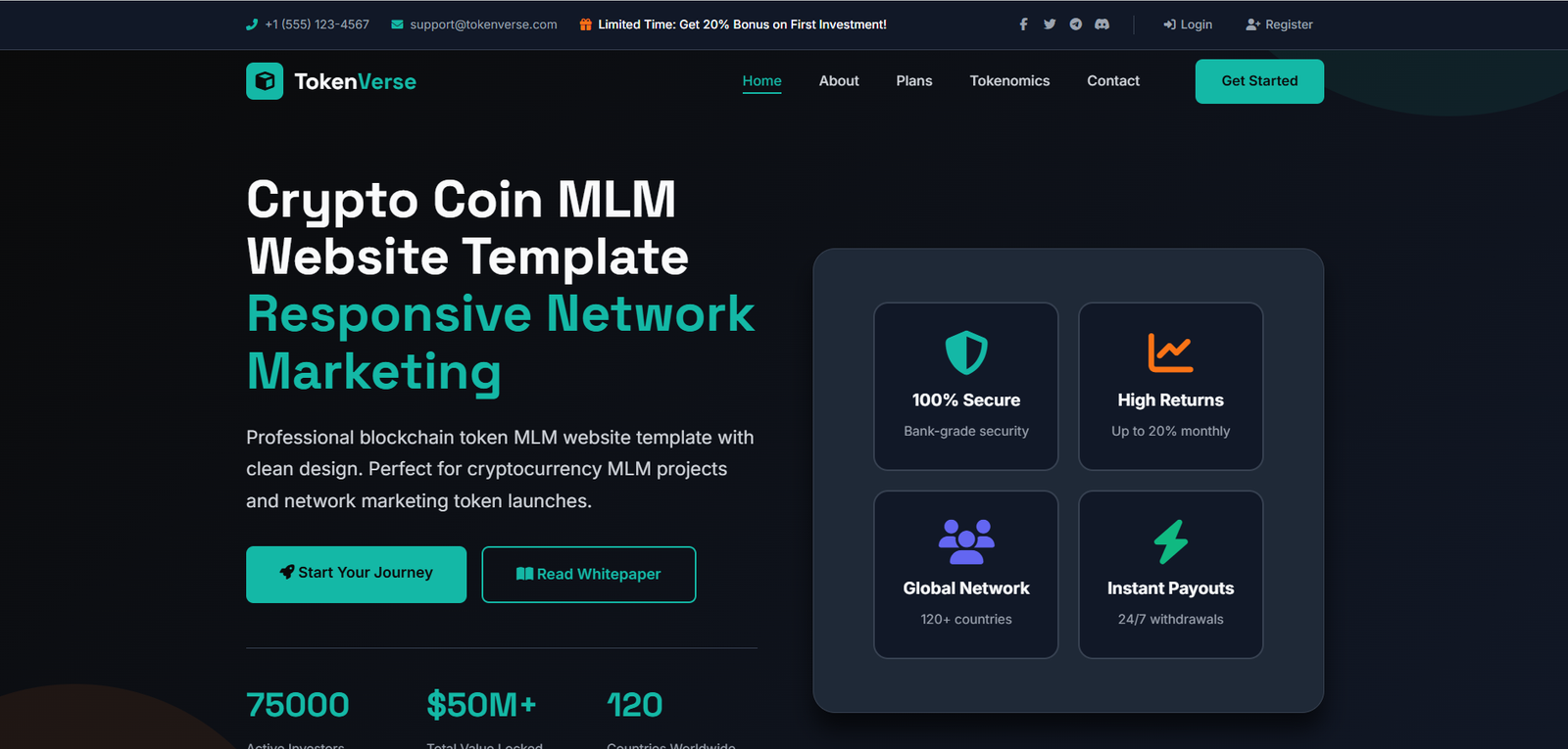 Crypto Token Emerald - MLM Template Design for Crypto Token MLM
