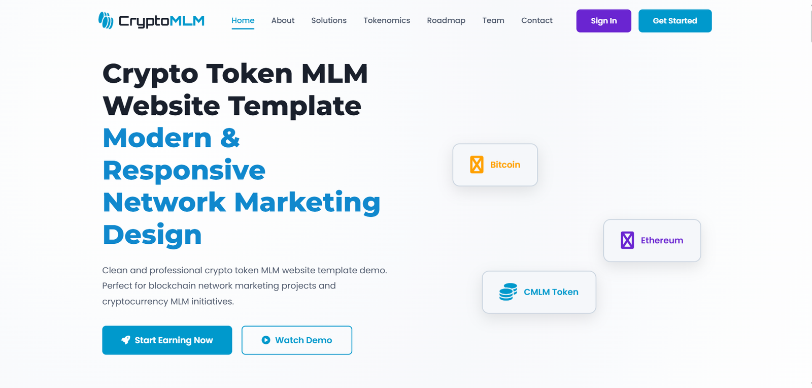 Crypto Token Light - MLM Template Design for Crypto Token MLM